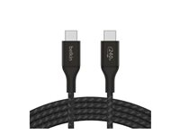 Belkin BoostCharge - USB-kabel - 24 pin USB-C (hane) till 24 pin USB-C (hane) - USB 2.0 - 2 m - stöd för strömleverans på upp till 240 W - svart CAB015BT2MBK