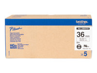 Brother HGE-261V5 - Svart på vitt - Rulle 3,6 cm x 8 m) 5 kassett(er) bandlaminat - för P-Touch PT-9500pc, PT-9700PC, PT-9800PCN; P-Touch R RL-700S HGE261V5