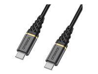 OtterBox Premium - USB-kabel - 24 pin USB-C (hane) till 24 pin USB-C (hane) - USB 2.0 - 3 A - 3 m - Strömförsörjningsstöd - glamorsvart 78-52679