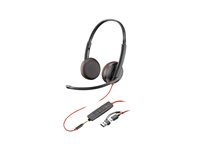 HP Poly Blackwire 3225 - Blackwire 3200 Series - headset - på örat - kabelansluten - 3,5 mm kontakt, USB-C - svart - Certifierad för Skype for Buisness, Cisco Jabber-certifierad, Avaya-certifierad, UC-certifierad 8X229AA
