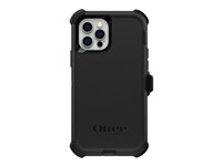 OtterBox Defender Series - Baksidesskydd för mobiltelefon - robust - polykarbonat, syntetiskt gummi - svart - för Apple iPhone 12, 12 Pro 77-65401