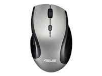 ASUS WT415 - Mus - högerhänt - optisk - 6 knappar - trådlös - 2.4 GHz - trådlös USB-mottagare - silver 90XB0170-BMU020