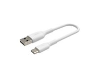 Belkin BoostCharge - USB-kabel - 24 pin USB-C (hane) till USB (hane) - 15 cm - vit CAB001BT0MWH