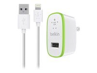 Belkin Home Charger - Strömadapter - 10 Watt - 2.1 A (USB) - på kabel: Lightning - vit F8J052VF04-WHT