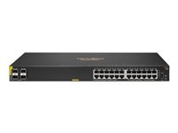 HPE Aruba 6100 24G Class4 PoE 4SFP+ - Switch - Administrerad - 24 x 10/100/1000 (PoE+) + 4 x 1 Gigabit / 10 Gigabit SFP+ - sida till sida luftflöde - rackmonterbar - PoE+ (370 W) JL677A