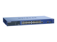 NETGEAR FS726T Smart Switch - Switch - L3 - Administrerad - 24 x 10/100 + 1 x kombinations-Gigabit SFP + 1 x 10/100/1000 - skrivbordsmodell FS726T-100EUS