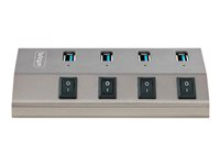 StarTech.com 4-Port Self-Powered USB-C Hub with Individual On/Off Switches, USB 3.0 5Gbps Expansion Hub w/Power Supply, Desktop/Laptop USB-C to USB-A Hub, 4x BC 1.2 (1.5A), USB Type C Hub - USB-C/A Host Cables (5G4AIBS-USB-HUB-EU) - Hubb - 4 x USB 3.2 Gen 1 - skrivbordsmodell 5G4AIBS-USB-HUB-EU