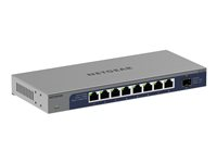 NETGEAR GS108X - Switch - ohanterad - 8 x 10/100/1000 + 1 x 10 Gb Ethernet SFP+ (upplänk) - skrivbordsmodell, väggmonterbar GS108X-100EUS