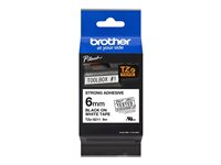 Brother TZe-S211 - Extra kraftigt självhäftande lim - svart på vitt - Rulle (0,6 cm x 8 m) 1 kassett(er) bandlaminat - för P-Touch PT-E310BTVP, PT-P900Wc TZES211