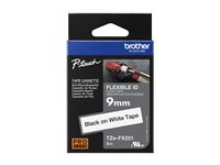 Brother TZe-FX221 - Lim - svart på vitt - Rulle (0,9 cm x 8 m) 1 kassett(er) flexibel ID-tejp - för Brother DCP-T310, T520; InkBenefit Plus DCP-T310; P-Touch PT-D200, E550, H105, P300, P750 TZEFX221