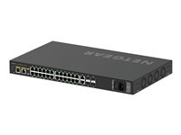 NETGEAR AV Line M4250-26G4F-PoE+ - Switch - L3 - Administrerad - 24 x 10/100/1000 (PoE+) + 2 x 10/100/1000 + 4 x 1000Base-X SFP - sida till sida luftflöde - rackmonterbar - PoE+ (300 W) GSM4230P-100EUS