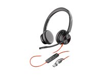 HP Poly Blackwire 8225 - Blackwire 8200 series - headset - på örat - kabelansluten - aktiv brusradering - USB-C - svart - Certifierad för Microsoft-teams, UC-certifierad 8X225AA