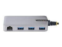 StarTech.com 3-Port USB Hub with Ethernet, 3x USB-A Ports, Gigabit Ethernet RJ45, USB 3.0 5Gbps, Bus-Powered, USB Hub w/ GbE and 1ft/30cm Long Cable, Portable Laptop USB Hub - USB Expansion Hub w/ Ethernet Adapter (5G3AGBB-USB-A-HUB) - Hubb - 3 x USB 3.2 Gen 1 + 1 x micro-USB + 1 x 10/100/1000 - skrivbordsmodell 5G3AGBB-USB-A-HUB