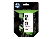 HP 15/78 - 2-pack - svart, färg (cyan, magenta, gul) - original - bläckpatron - för Deskjet 38XX; Fax 1230; Officejet 5110, 720, 72XX, v30, v40; psc 500, 720, 750, 920, 950 SA310AE