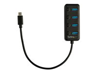 StarTech.com 4 Port USB C Hub, USB-C to 4x USB 3.0 Type-A Ports with Individual On/Off Port Switches, SuperSpeed 5Gbps USB 3.1/3.2 Gen 1, USB Bus Powered, Portable, 10" Attached Cable - Windows/macOS/Linux (HB30C4AIB) - Hubb - 4 x USB 3.1 Gen 1 - skrivbordsmodell HB30C4AIB