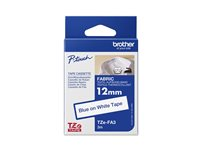 Brother TZe-FA3 - Tyg - marinblått på vitt - Rulle (1,2 cm x 3 m) 1 kassett(er) påstrykningstejp - för Brother PT-D210, D600, H110; P-Touch PT-1880, D450, E110, E310, E550, E800, H110, P900 TZEFA3