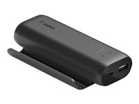 Belkin BoostCharge - Play Series - strömförsörjningsbank - 5000 mAh - 12 Watt - 2 utdatakontakter (USB, 24 pin USB-C) - på kabel: USB-C - svart BPZ001BTBK