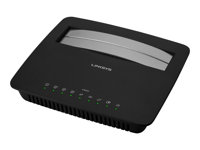 Linksys X3500 - Trådlös router - DSL-modem - 4-ports-switch - GigE - WAN-portar: 2 - 802.11a/b/g/n - Dubbelband - väggmonterbar X3500-EW