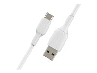 Belkin BoostCharge - USB-kabel - 24 pin USB-C (hane) till USB (hane) - USB 2.0 - 1 m - vit (paket om 2) CAB001BT1MWH2PK