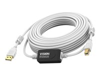 Vision Techconnect - USB-kabel - USB (hane) till USB typ B (hane) - USB 2.0 - 15 m - aktiv booster (inmatningsledning) - vit TC 15MUSB+/2