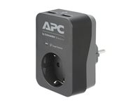 APC Essential Surgearrest PME1WU2B-GR - Överspänningsskydd - AC 220/230/240 V - 4000 Watt - utgångskontakter: 1 - Tyskland - svart PME1WU2B-GR