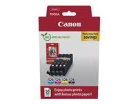 Canon CLI-526 C/M/Y/BK Photo Value Pack - 4-pack - 9 ml - gul, cyan, magenta, svart - original - box - bläckbehållare / papperspaket - för PIXMA iP4950, iX6550, MG5250, MG5350, MG6150, MG6250, MG8150, MG8250, MX715, MX885, MX895 4540B019