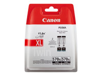 Canon PGI-570PGBK XL Twin Pack - 2-pack - 22 ml - Lång livslängd - svart - original - förpackning med stöldmärkning - bläcktank - för PIXMA TS5051, TS5053, TS5055, TS6050, TS6051, TS6052, TS8051, TS8052, TS9050, TS9055 0318C007