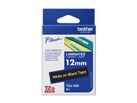 Brother TZe-335 - Standardlim - vitt på svart - Rulle (1,2 cm x 8 m) 1 kassett(er) bandlaminat - för Brother PT-D210, D600, H110; P-Touch PT-1005, 1880, H110, P900; P-Touch Cube Plus PT-P710 TZE335