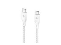 Belkin BoostCharge - USB-kabel - 24 pin USB-C (hane) till 24 pin USB-C (hane) - 3 m - vit CAB014BT3MWH
