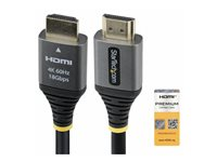 Startech - Premium High Speed - HDMI-kabel - HDMI hane till HDMI hane - 1.5 m - skärmad - svart & silver - 4K60Hz stöd, 1440p (UWQHD) stöd 144Hz, 1080p stöd 240 Hz, passiv HDMMV5F