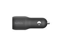 Belkin BOOST UP Dual Car Charger with PPS 37W - Strömadapter för bil - 37 Watt - PD 3.0 - 2 utdatakontakter (USB, 24 pin USB-C) CCB004BTBK