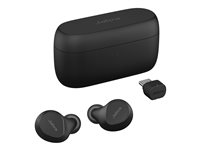 Jabra Evolve2 Buds UC - True wireless-hörlurar med mikrofon - inuti örat - Bluetooth - aktiv brusradering - USB-C via Bluetooth-adapter - ljudisolerande - svart - Zoomcertifierad, Optimerat för Google Meet 20797-989-899