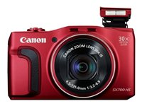 Canon PowerShot SX700 HS - Digitalkamera - kompakt - 16.1 MP - 30x optisk zoom - Wi-Fi, NFC - röd 9339B011