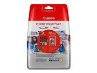 Canon CLI-551 C/M/Y/BK Photo Value Pack - 4-pack - 7 ml - svart, gul, cyan, magenta - original - blister - bläckbehållare / papperspaket - för PIXMA iP8750, iX6850, MG5550, MG5650, MG5655, MG6450, MG6650, MG7150, MG7550, MX725, MX925 6508B005