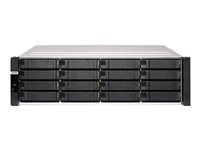 QNAP ES1686DC - NAS-server - 16 fack - kan monteras i rack - SAS 12Gb/s - RAID 0, 1, 5, 6, 10, JBOD, 5 hot spare, 6-reservsnabbyte, 10 hot spare, 1 hot spare - RAM 96 GB - Gigabit Ethernet / 10 Gigabit Ethernet - iSCSI support - 3U ES1686DC-2142IT-96G