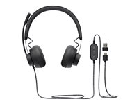 Logitech Zone Wired MSFT Teams - Headset - på örat - kabelansluten - USB-C - grafit - Certifierad för Microsoft-teams 981-000870