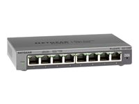 NETGEAR Plus GS108Ev3 - Switch - ohanterad - 8 x 10/100/1000 - skrivbordsmodell, väggmonterbar GS108E-300PES