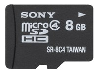 Sony - Flash-minneskort (adapter, microSDHC till SD inkluderad) - 8 GB - Class 4 - microSDHC - för Action Cam-HDR-AS10, AS15; Cyber-shot DSC-H100, HX10, HX200, QX30; Handycam HDR-CX740 SR8A4