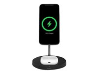 Belkin BoostCharge Pro MagSafe 2-in-1 - Trådlöst laddställ + växelströmsadapter - 15 Watt - Fast Charge - svart - för Apple AirPods; AirPods Pro; iPhone 12, 12 mini, 12 Pro, 12 Pro Max WIZ010VFBK