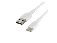 Belkin BoostCharge - USB-kabel - 24 pin USB-C (hane) till USB (hane) - USB 2.0 - 1 m - vit (paket om 2) CAB001BT1MWH2PK