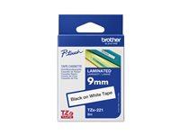 Brother TZe-221 - Standardlim - svart på vitt - Rulle (0,9 cm x 8 m) 1 kassett(er) bandlaminat - för Brother PT-D210, D600, H110; P-Touch PT-1005, D450, H110, P900; P-Touch Cube Plus PT-P710 TZE221