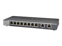 NETGEAR Plus GS110EMX - Switch - smart - 8 x 1000Base-T + 2 x 100/1000/2,5G/5G/10G (upplänk) - skrivbordsmodell, rackmonterbar, väggmonterbar - Likström GS110EMX-100PES