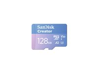 SanDisk Creator - Flash-minneskort (microSDXC till SD-adapter inkluderad) - 128 GB - A2 / Video Class V30 / UHS-I U3 - mikroSDXC UHS-I SDSQXAA-128G-GN6MS