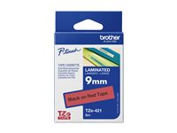 Brother TZe-421 - Standardlim - svart på röd - Rulle (0,9 cm x 8 m) 1 kassett(er) bandlaminat - för Brother PT-D210, D600, H110; P-Touch PT-1005, 1880, E310, E800; P-Touch Cube Plus PT-P710 TZE421