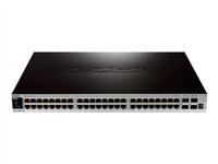 D-Link xStack DGS-3420-52T - Switch - Administrerad - 48 x 10/100/1000 + 4 x 10 Gigabit SFP+ - skrivbordsmodell, rackmonterbar DGS-3420-52T