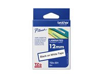 Brother TZe-231 - Standardlim - svart på vitt - Rulle (1,2 cm x 8 m) 1 kassett(er) bandlaminat - för Brother PT-D210, D600, H110; P-Touch PT-1005, 1880, E310, E800; P-Touch Cube Plus PT-P710 TZE231