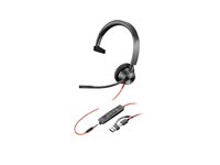HP Poly Blackwire 3315 - Blackwire 3300 series - headset - på örat - kabelansluten - 3,5 mm kontakt, USB-C - svart - UC-certifierad, Certifierad för Microsoft-teams 8X218AA