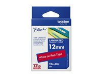 Brother TZe-435 - Vitt på rött - Rulle (1,2 cm x 8 m) 1 kassett(er) bandlaminat - för Brother PT-D210, D600, E115, H110, H200; P-Touch PT-1005, E310; P-Touch Cube Plus PT-P710 TZE435