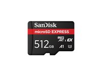 SanDisk Express - Flash-minneskort - 512 GB - A1 / UHS-I U3 - microSD PCI Express Gen 3.1 UHS-I SDSQXFN-512G-GN4NN