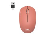 PORT Connect Collection - Mus - höger- och vänsterhänta - optisk - 3 knappar - trådlös - 2.4 GHz - USB / USB-C trådlös mottagare - terrakotta 900542